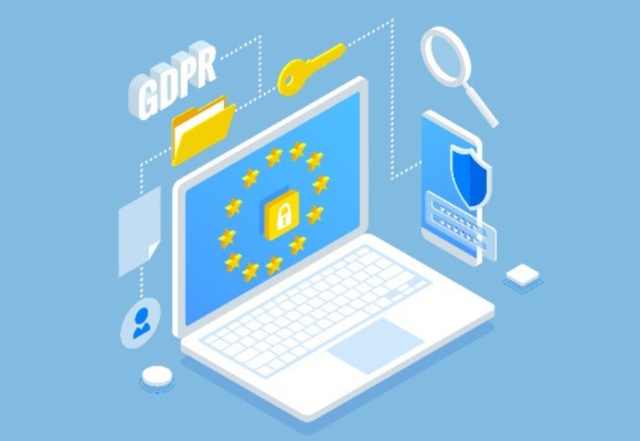 illustration of a laptop with the lock sign and gdpr