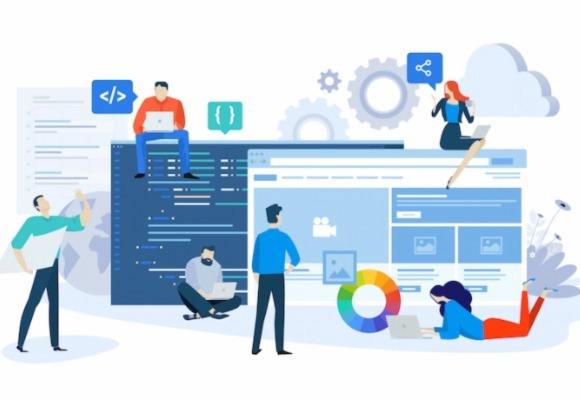 Vector illustration concept of website and app design and development