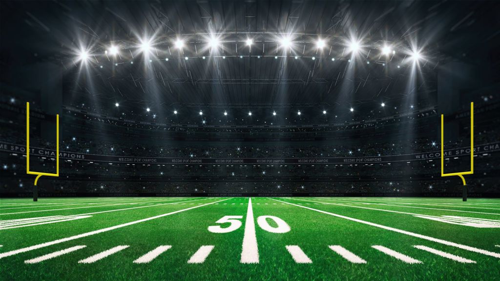 Football field with yellow goalposts