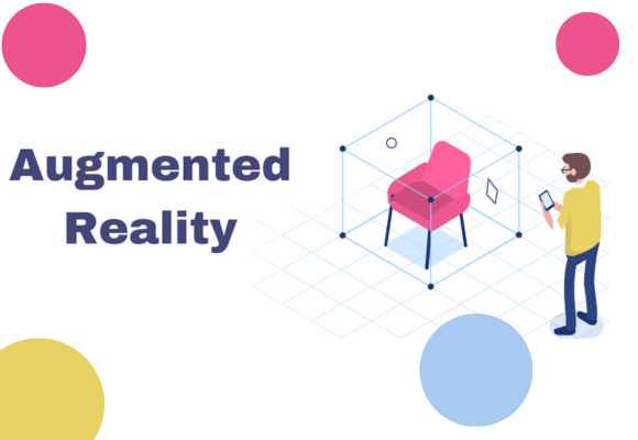 Augmented reality furniture concept with character.