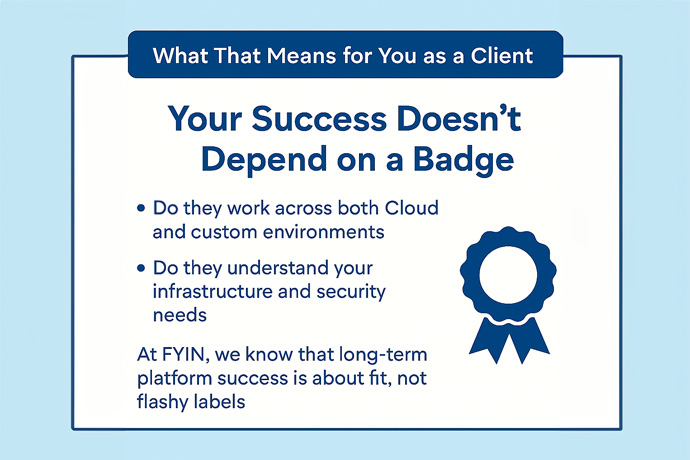 Blue ribbon badge showing it's not needed for success.