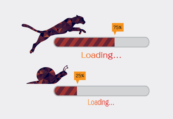 Fast and slow progress loading bar with a tiger and a snail