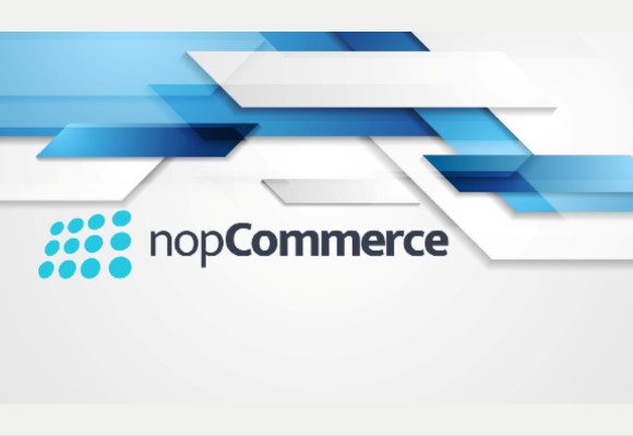 nopCommerce logo on the white background with blue lines