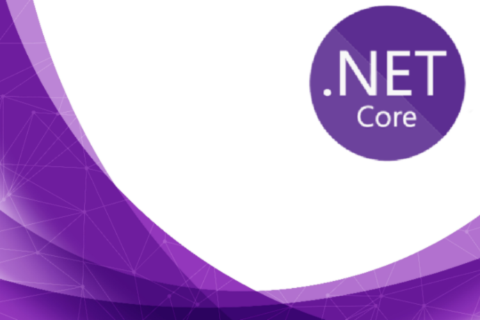 .Net Core logo on the white background with purple lines